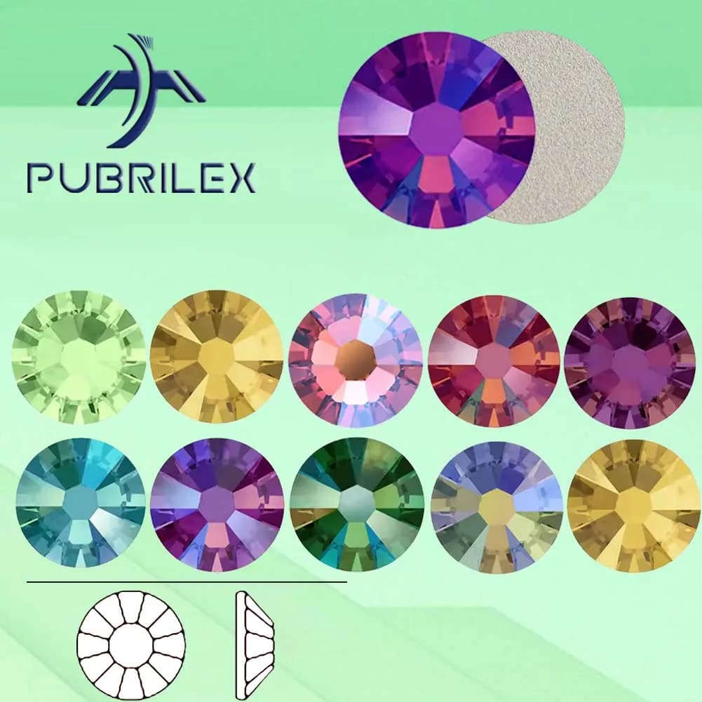 PUBRILEX Hotfix Strass in vetro Flatback Cucito fai da te e tessuto Indumento Ferro su pietre di cristallo per decorazioni di borse eleganti
