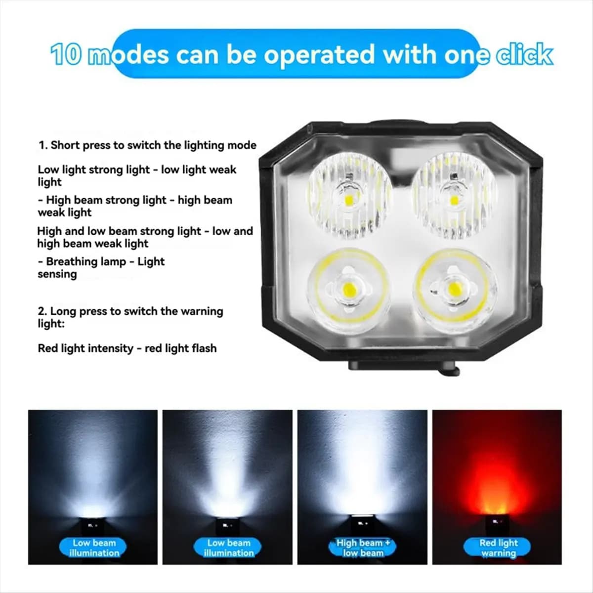 (ABHW) Luce anteriore per bicicletta con ricarica solare, faro a LED, torcia per bici da strada, accessori per ciclismo