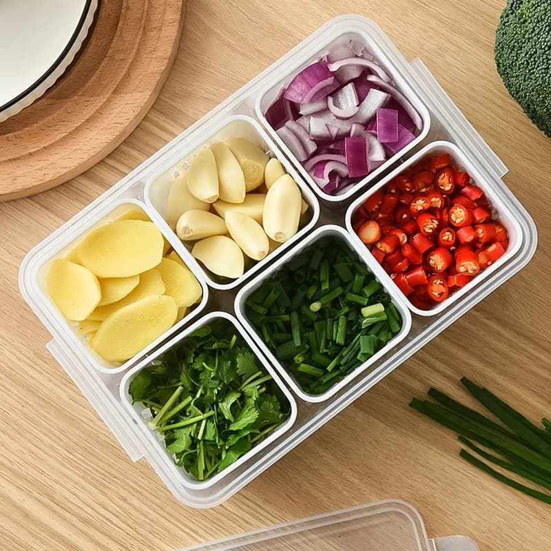 Scatola portaoggetti per frigorifero Scatole portaoggetti per alimenti, frutta e verdura a 4/6 scomparti Contenitori portaoggetti da cucina per frigorifero