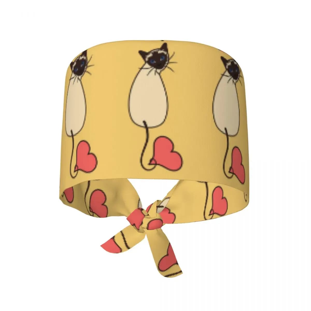 Cappello Chirurgico Giallo con Motivo Gatto Siamese, Berretto da Lavoro per Medici, Cappello Unisex Regolabile per Infermieri e Dentisti