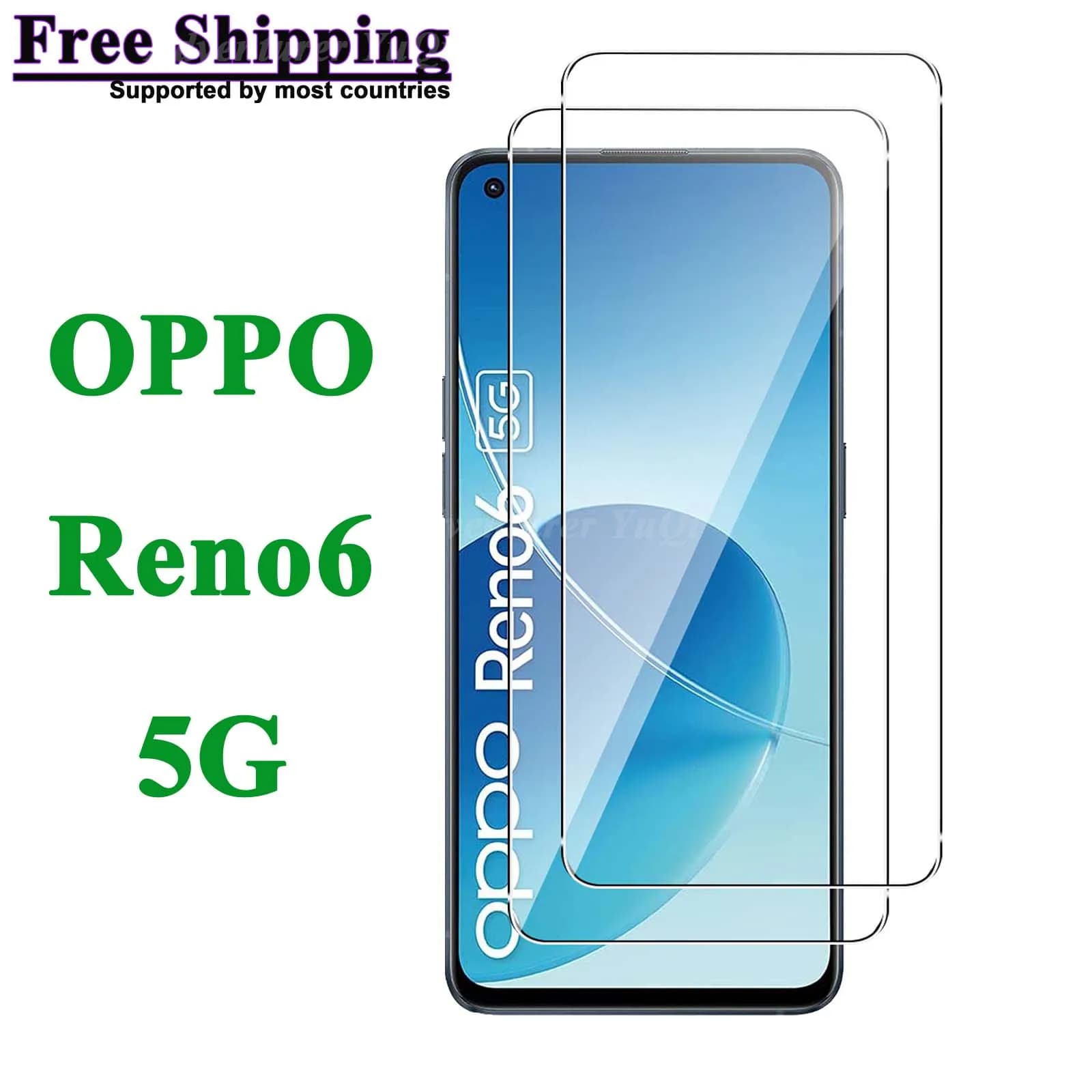 Proteggi schermo per OPPO Reno6 5G, vetro temperato ad alto contenuto di alluminio HD Crystal 9H Custodia antigraffio trasparente trasparente
