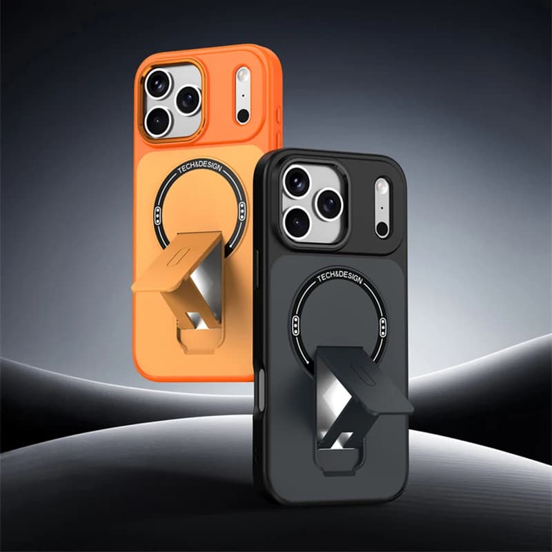 Luxury For Magsafe Support Magnetic Folding Housing Opaca Case For iPhone 17 Air 16 15 14 13 Pro Max 17Pro Dust Cover Brace