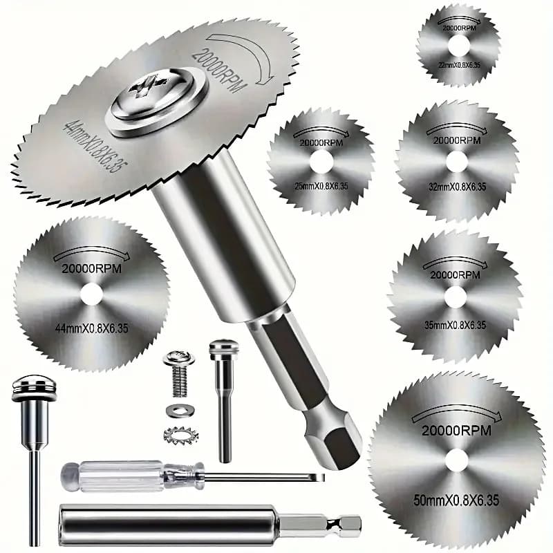 High-Speed Steel Saw Blades 10PCS, 1/4" Hex Shank Universal Fit for Grinders, Metal/Wood/Plastic Cutting Discs, Durable Rotary T