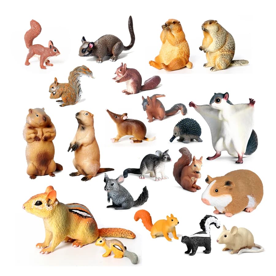 Simulazione Roditore Selvatico Talpa Opossum Chipmunk Marmotta Maiale d'India Scoiattolo Volare Mouse Modello Animale Decorazione Figurine Giocattoli