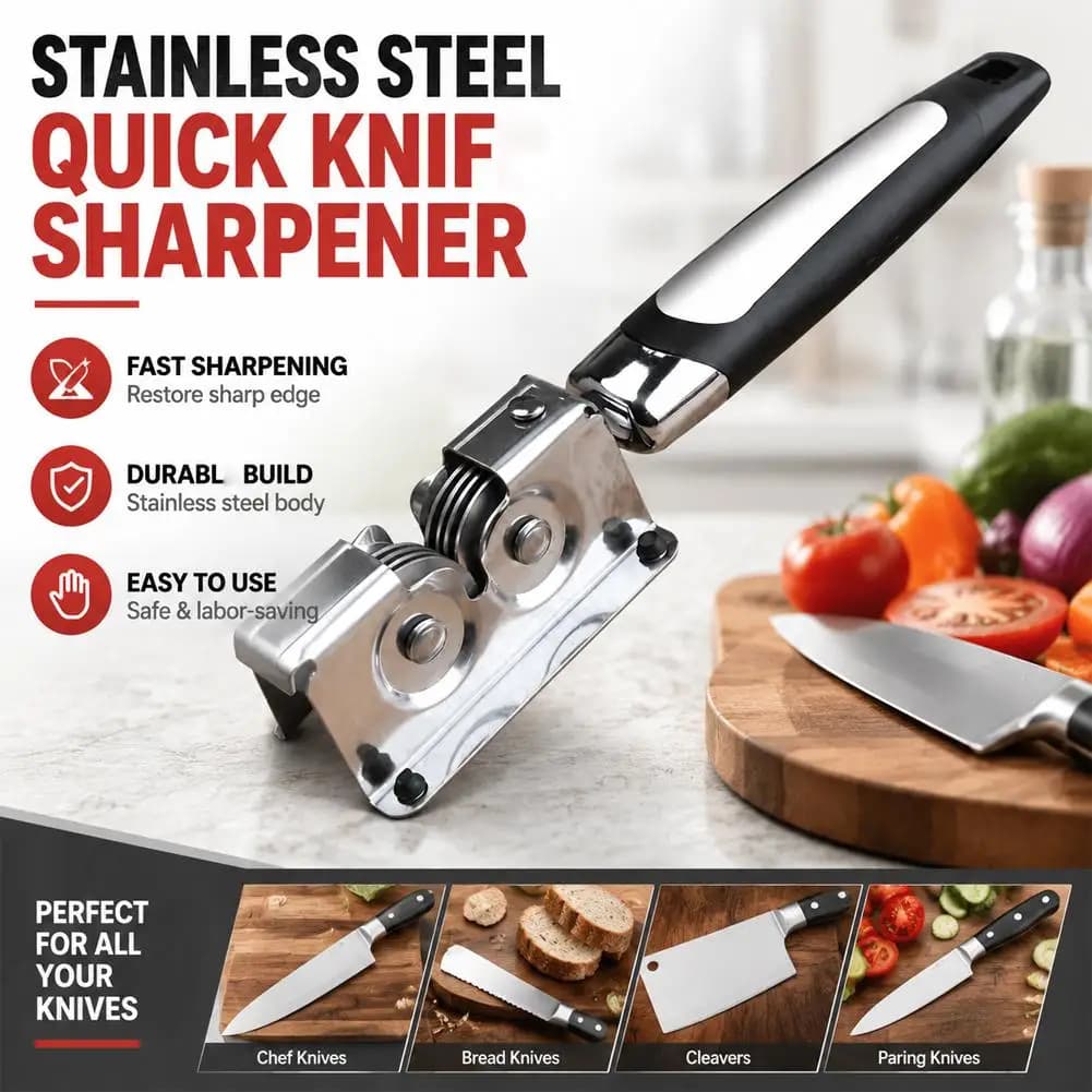 Knife Sharpener Kitchen Rotating Steel Wheel Sharpening Discs Manual Scissors Blade Grinder Ergonomic Stone Home Chef Tool