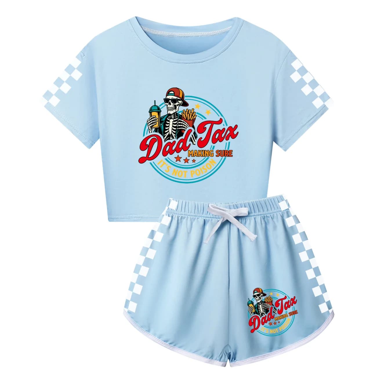 Dad Tax Cosutme Kids Father's Day Funny Dad Gift Shirt Boys Crewneck Short Sleeve Tops Shorts 2pcs Set Girls Summer Daily Pajama