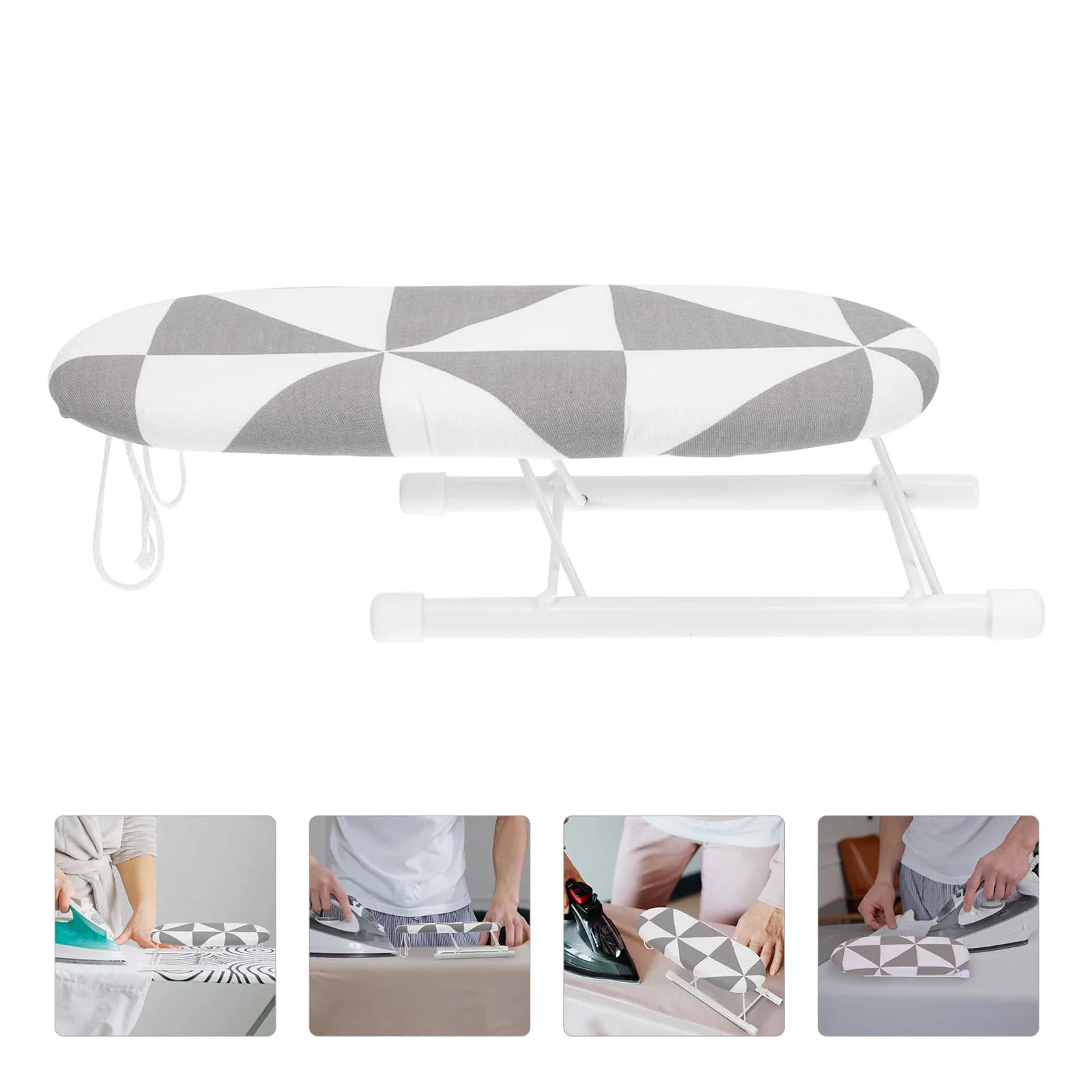 1Pcs Mini Folding Ironing Board Oval Panel High Temperature Resistant Stable Support for Sleeve Collar Cuff Ironing Home Travel
