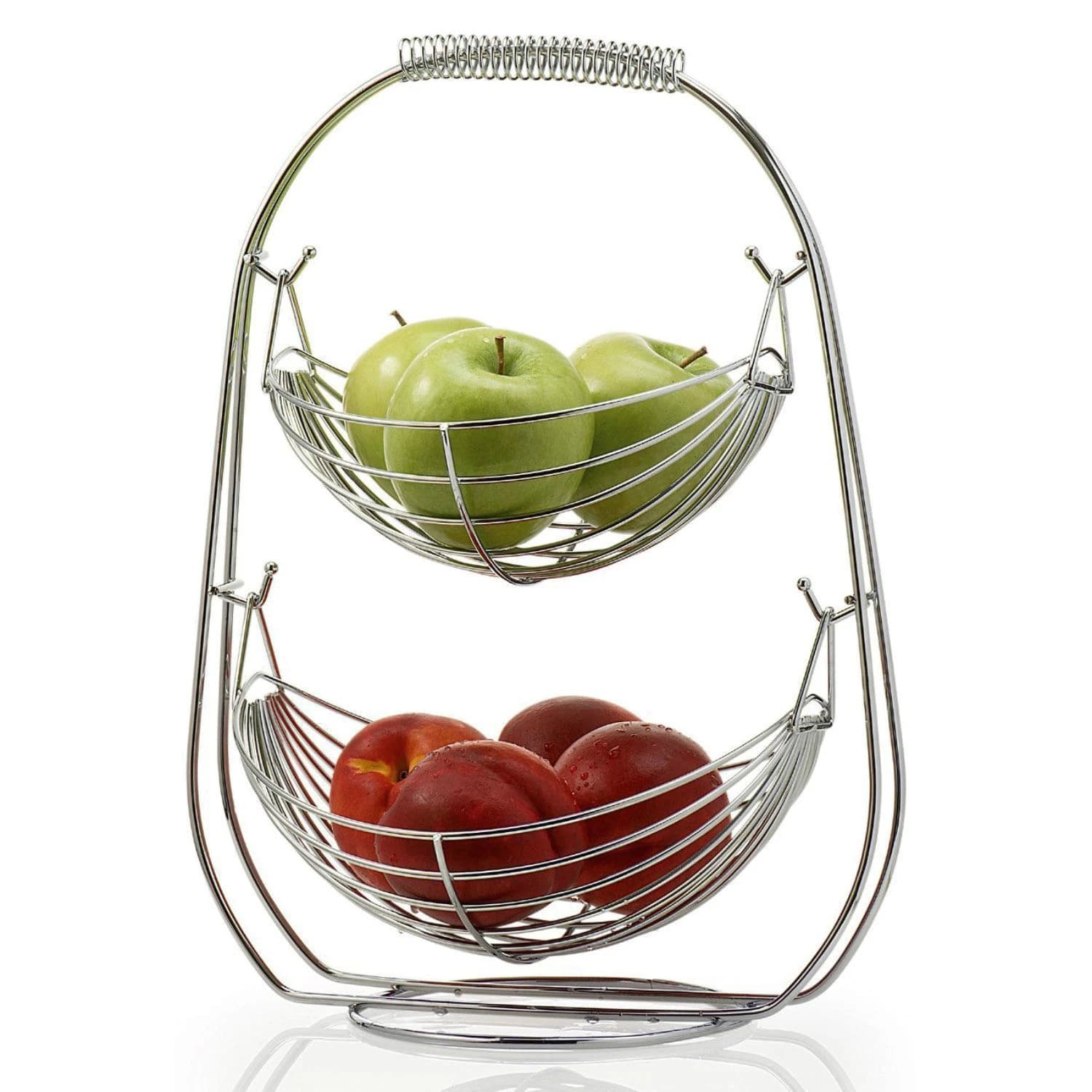 Cestino Portafrutta in Acciaio Inox con Supporto, Organizzatore per Verdure da Cucina, Soluzione per la Conservazione degli Alimenti Domestici