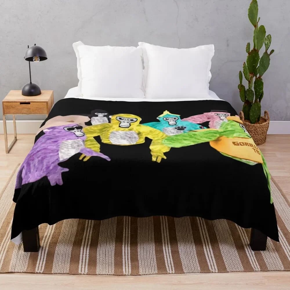 Io e i miei amici per sempre! - Gorilla Tag Here Banana Coperta da tiro Shaggy manga termica per coperte scozzesi da letto da viaggio