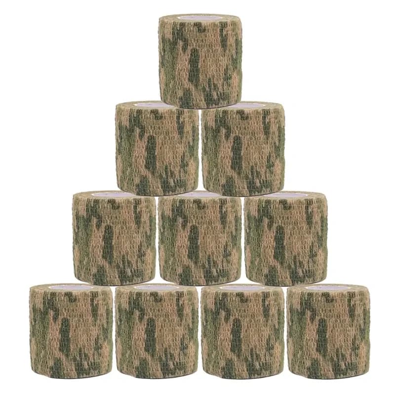 3/6/12PCS Grass Camo Wraps Tape Self Adhesive Elastic Bandage Hunt Disguise Wrap Tape for Outdoor Sport Camping Stretch Strip