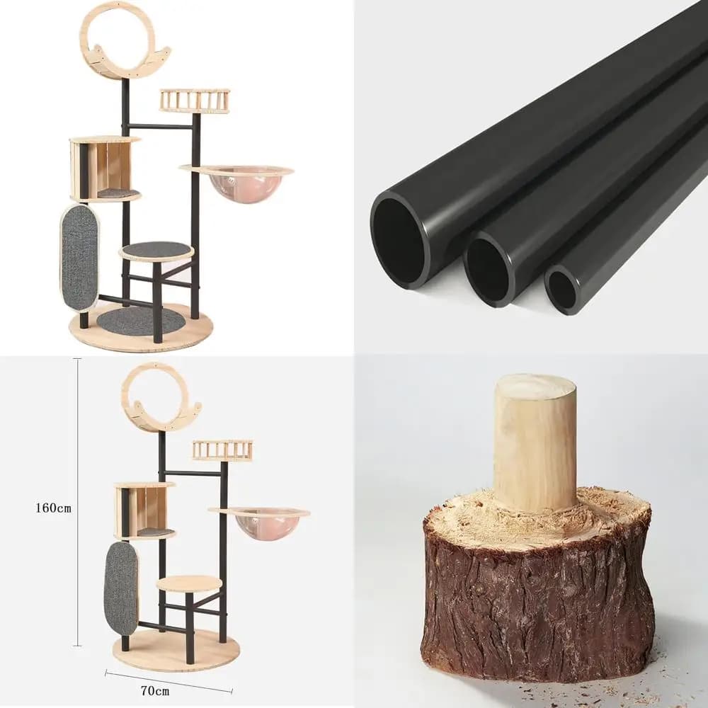 Torre per albero per gatti in legno per interni con tiragraffi, caratteristiche di salto e arrampicata per tutti i gatti - Perfetto per i gatti F