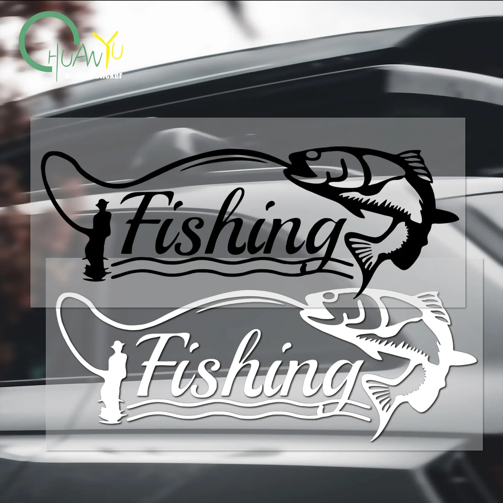 Adesivo per auto da pesca, adesivo per finestra per auto, adesivo creativo personalizzato per scatola da pesca, adesivo decorativo impermeabile