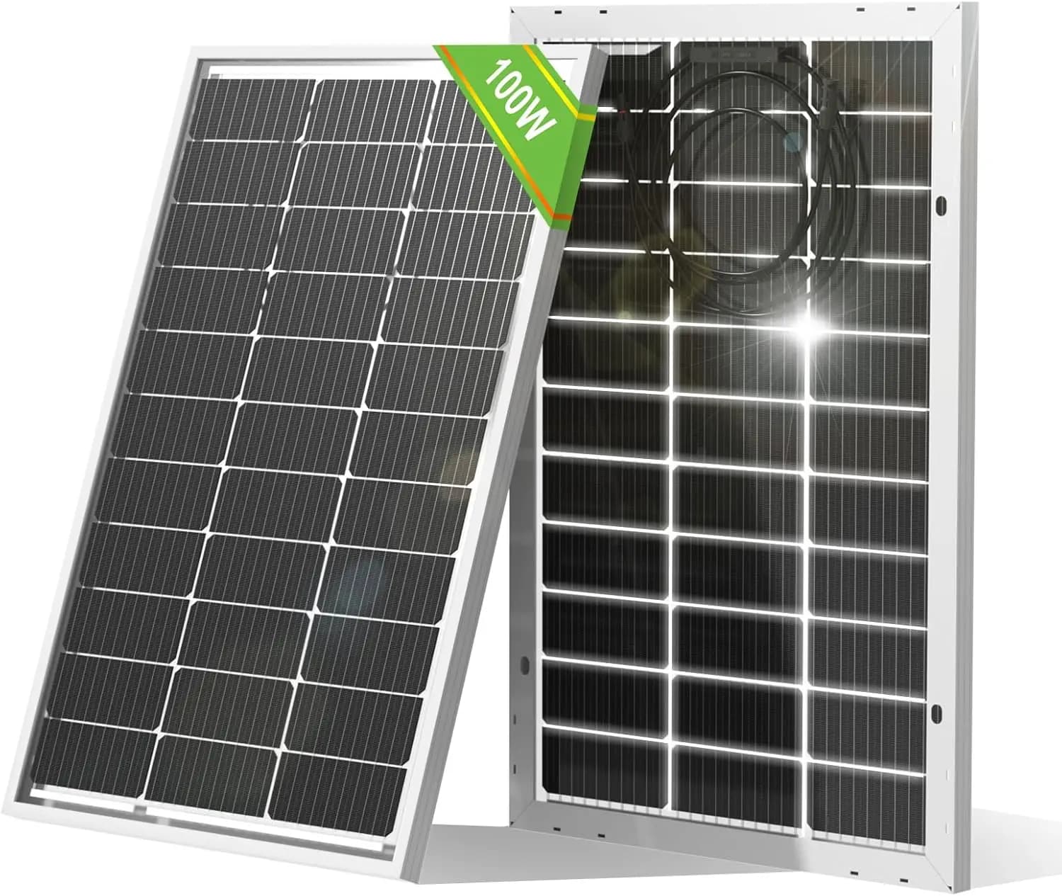 Pannello Solare Monocristallino 100W 12V, Modulo Fotovoltaico Bifacciale ad Alta Efficienza per Uso Off-Grid in Camper, Fattorie, Tettoie Solari