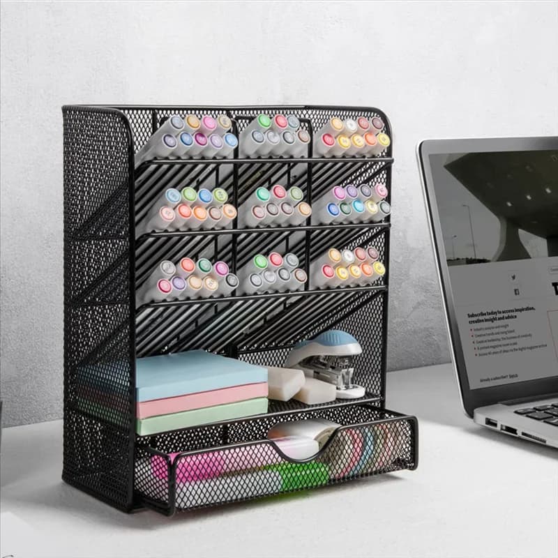 【B6R-Vendita】 Portapenne organizer da scrivania multifunzionale in rete, scaffale di stoccaggio stazionario da scrivania per la scuola, l'home office