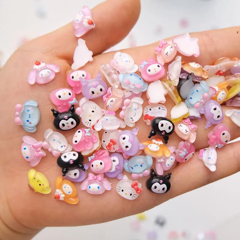 100 Pieces of Graceful Charm for Nails KT Kitty - 3D Decorations for Nail Art, Accessories Kawaii Fai-da-Te for Creative Manicure