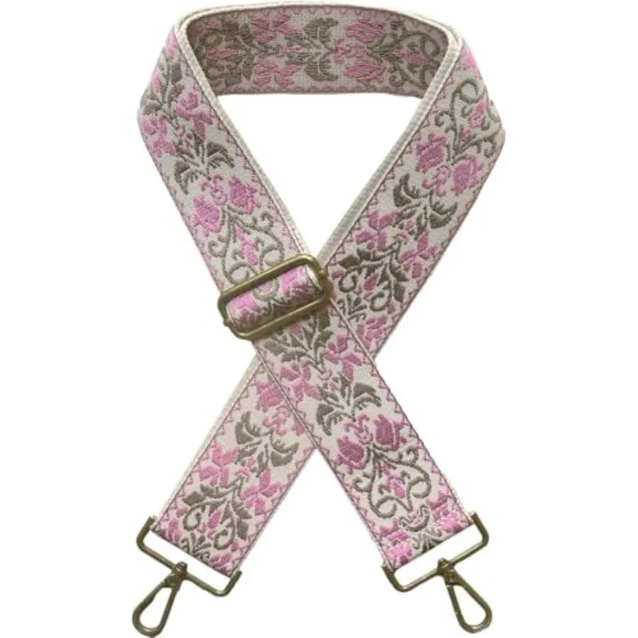 Ethnic Rose Pink 2" Wide Women's Purse Strap Replacement Crossbody Canvas Bags Shoulder Guitar Straps for Handbag Adjustable