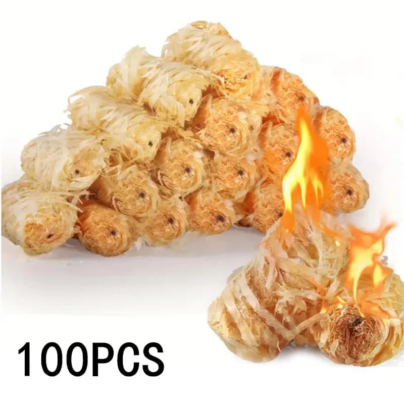 20/60/100pcs Natural Fire Starter, Wax Wood Stick, Suitable for Fireplace, Barbecue Stove, Chimney Oven, Charcoal Ignition