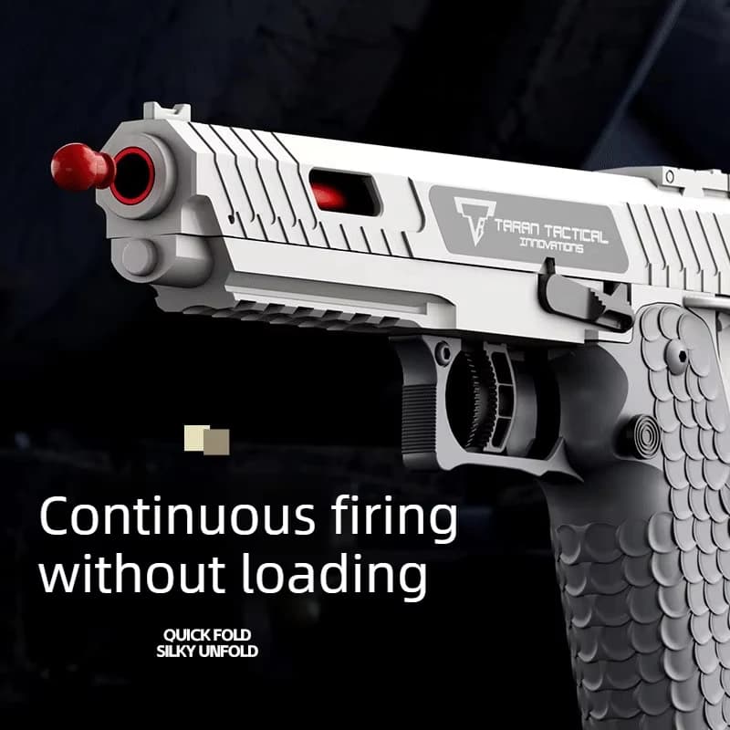 Pistola Giocattolo a Sparo Continuo Csnoobs M92 con Espulsione del Bossolo, Pistola a Forma di Ravanella, Revolver per Giochi all'Aperto, Regalo di Compleanno