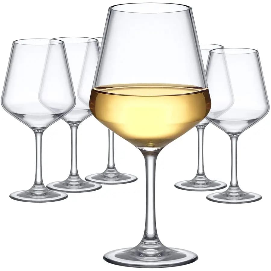 Set di 6 Bicchieri da Vino Sasha in Tritan Infrangibile da 14 Once, Bicchieri in Plastica Riutilizzabili, Senza BPA, Lavabili in Lavastoviglie, Perfetti per Poo