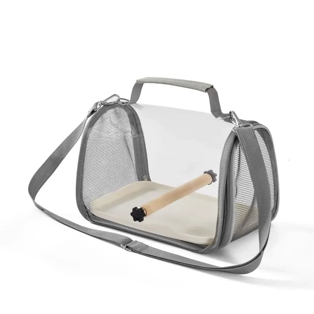 Gabbia da Viaggio per Pappagalli Piccoli, Trasportino Portatile in Legno con Design a Stand, Borsa da Esterno Traspirante per Uccelli Domestici