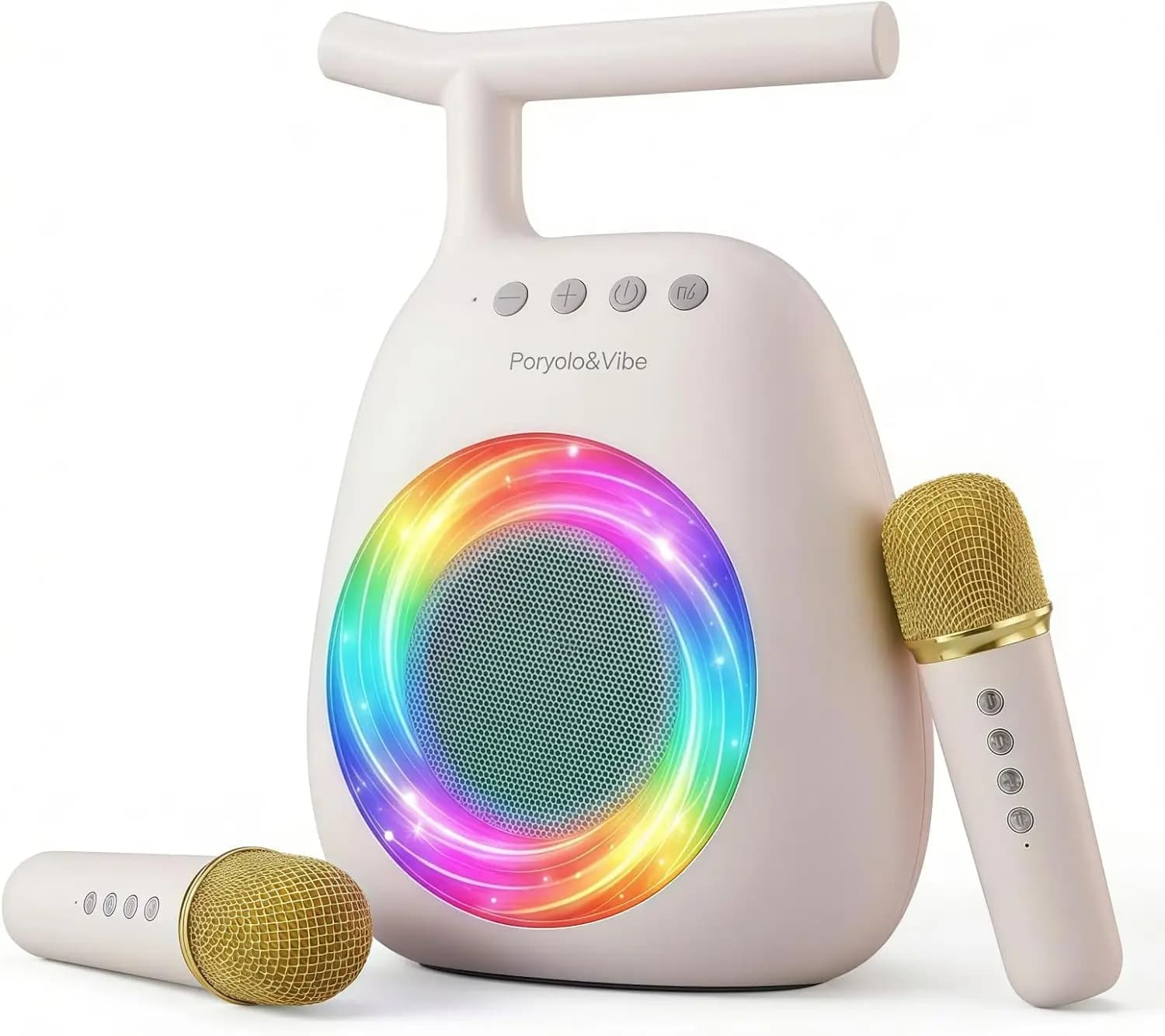 Macchina per Karaoke Portatile con Bluetooth, Microfoni Wireless e Luci LED per Divertimento in Famiglia, Supporto USB/TF/AUX