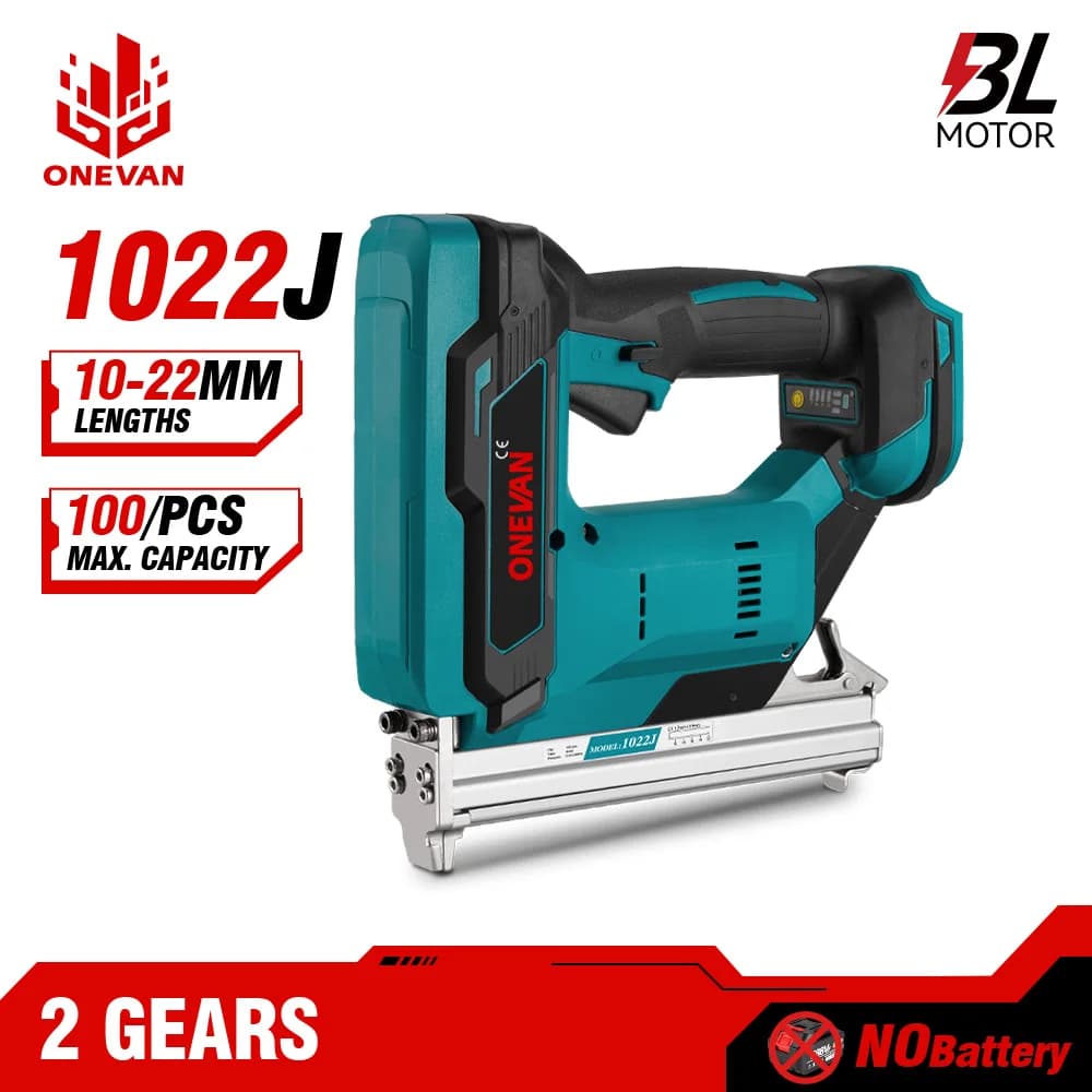 ONEVAN Brushless Pistola Sparachiodi Elettrica Chiodatrice Cucitrice Inquadratura Tacker Mobili Graffetta Pistola Lavorazione Del Legno Strumento di Potere Per Makita Batteria Spille