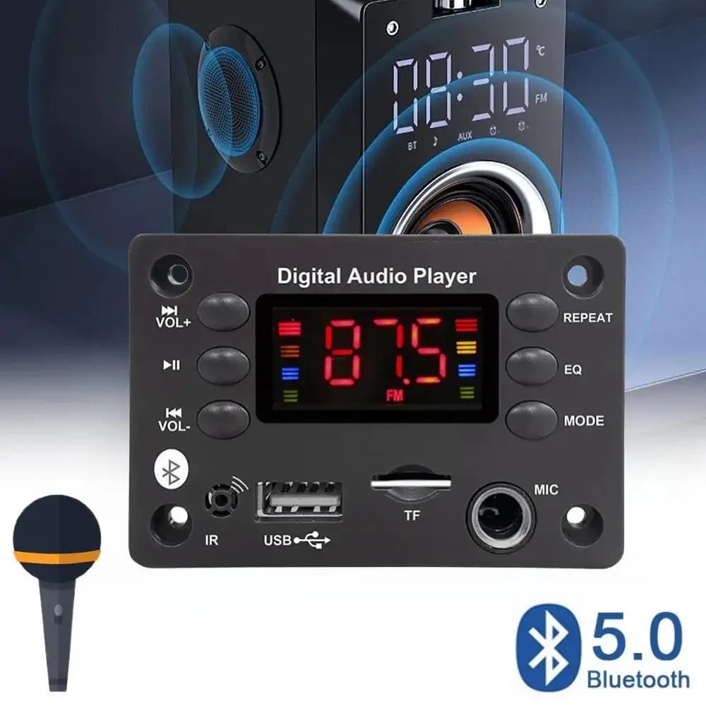DC 12V Bluetooth 5.0 FAI DA TE MP3 WMA Scheda di Decodifica 6.5mm Microfono Audio Per Auto USB TF Radio FM Lettore Musicale MP3 con Telecomando