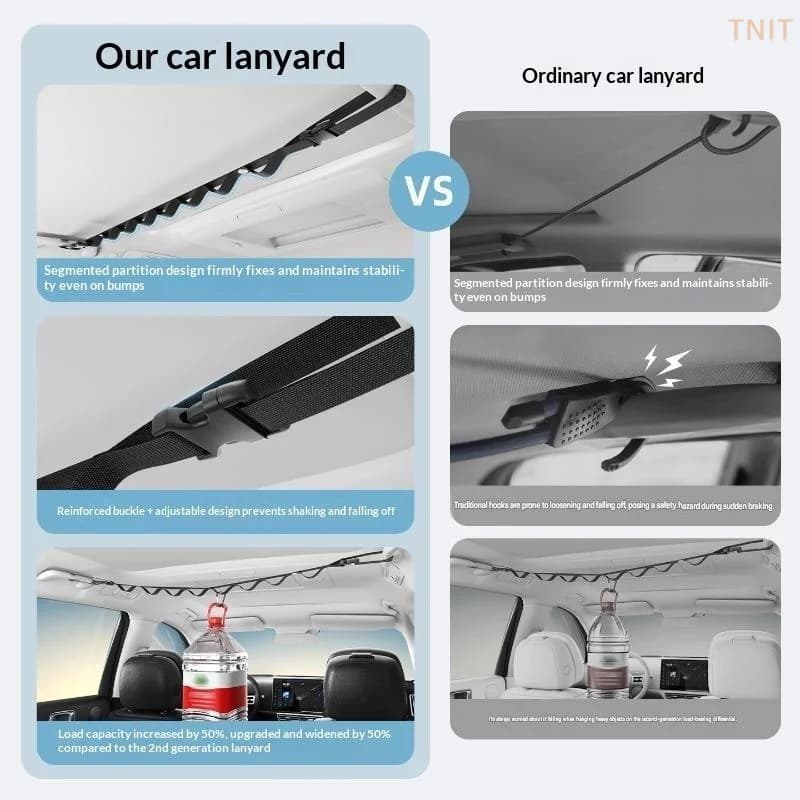 [J] Car Clothes Drying Rope, Multi-functional Hanging Hanger For Vehicle Rear Seats, Storage And Fixing Hook
