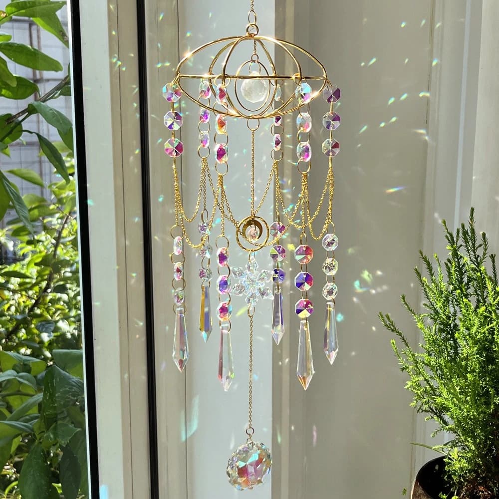 Planet Suncatcher Crystal Gorgeous Shinning Garland Window Hanging Wind Chimes Icicle Tassel Prisms Rainbow Maker Garden Decor