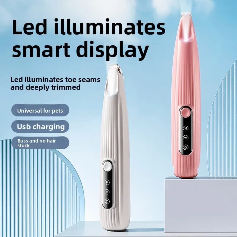 Professional Dog Grooming Clippers & LED Light LCD Display 18mm Wide Blade for Paw Trimming Low Noise Cordless Pet Hair Trimmer