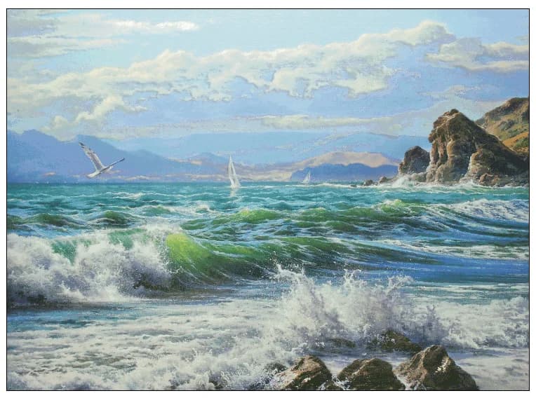Kit da cucito paesaggio surf mare balneare 18CT 16CT 14CT Kit punto croce non stampato Ricamo artistico fatto a mano fai da te Decorazioni per la casa
