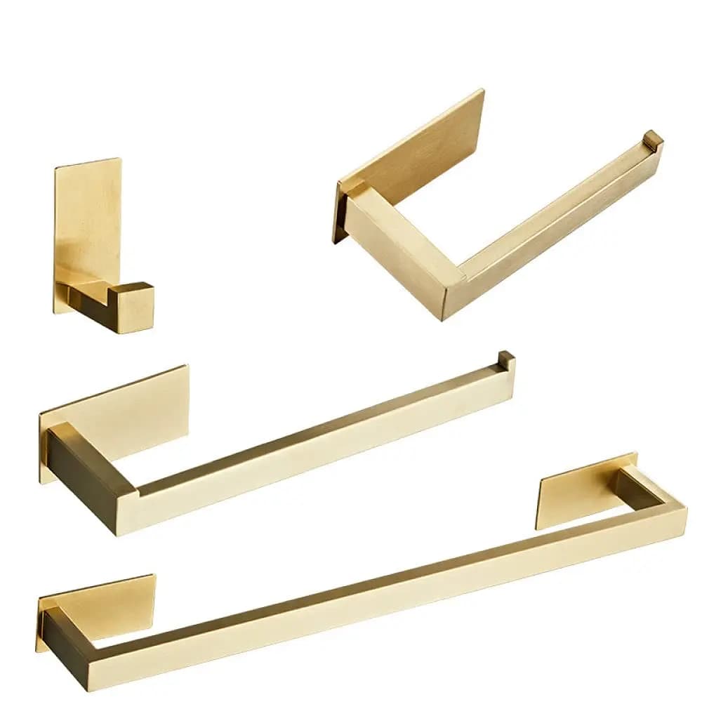 Set di Accessori per Bagno Adesivi Neri: Porta Asciugamani, Gancio, Anello, Porta Carta Igienica, 4 Pezzi, Personalizzabile