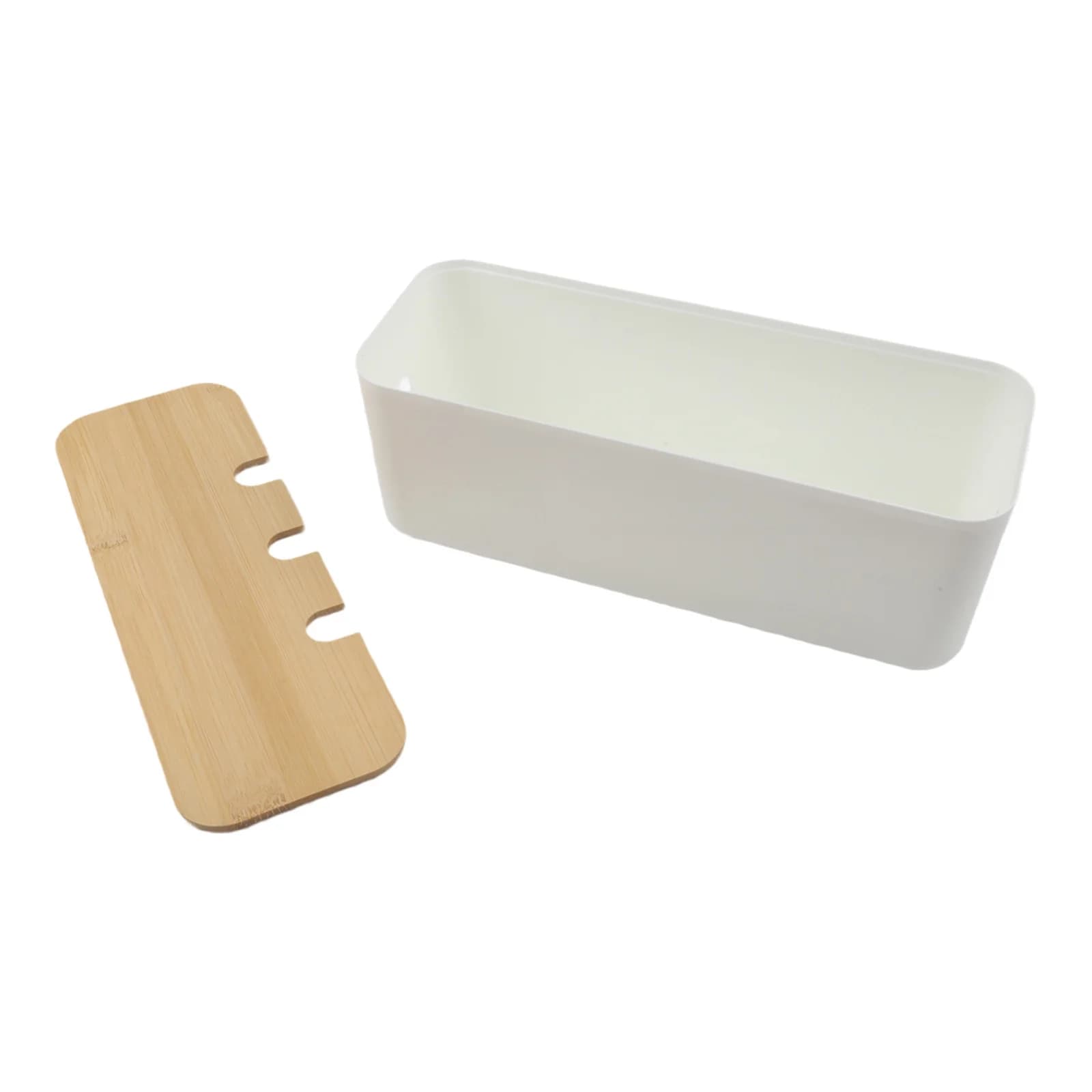 Scatola Organizzata per Cavi con Coperchio in Legno e Fori di Ventilazione per Gestione Efficiente di Multiprese e Cavi di Ricarica