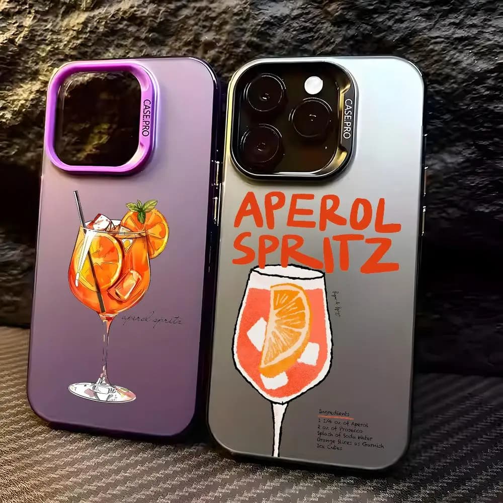 Aperol Spritz Cool Fashion Pattern Phone Case For iPhone 17 16 15 14 13 12 11 Pro Max Air Colorful Matte Laser Aurora Shockproof
