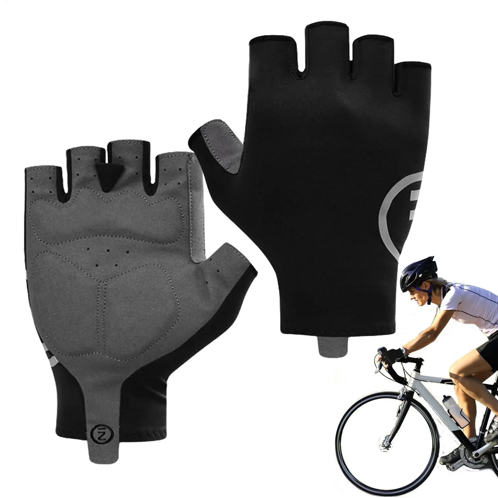 Guanti da ciclismo per uomo Guanti da ciclismo Antiscivolo Assorbimento degli urti Guanti mezze dita leggeri per palestra per adolescenti Sci Sollevamento pesi