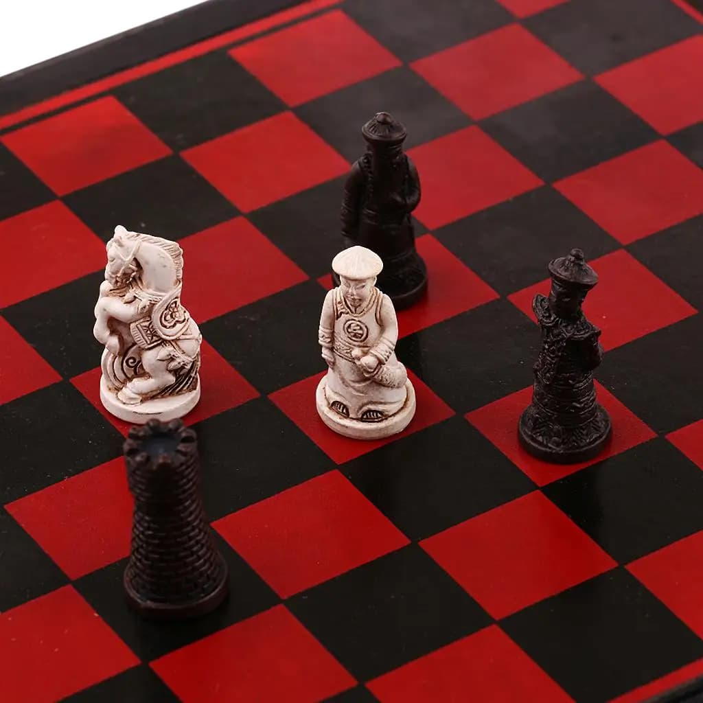 Set di Scacchi Cinesi in Legno, Stile Classico Antico, Gioco da Tavolo Portatile con Pezzi degli Scacchi per Famiglia e Amici