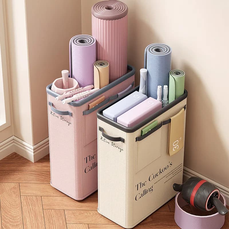 1pcFoldable Yoga Mat Organizing Storage Bucket Large Capacity Fitness Equipment Racket Organizing Storage Bag