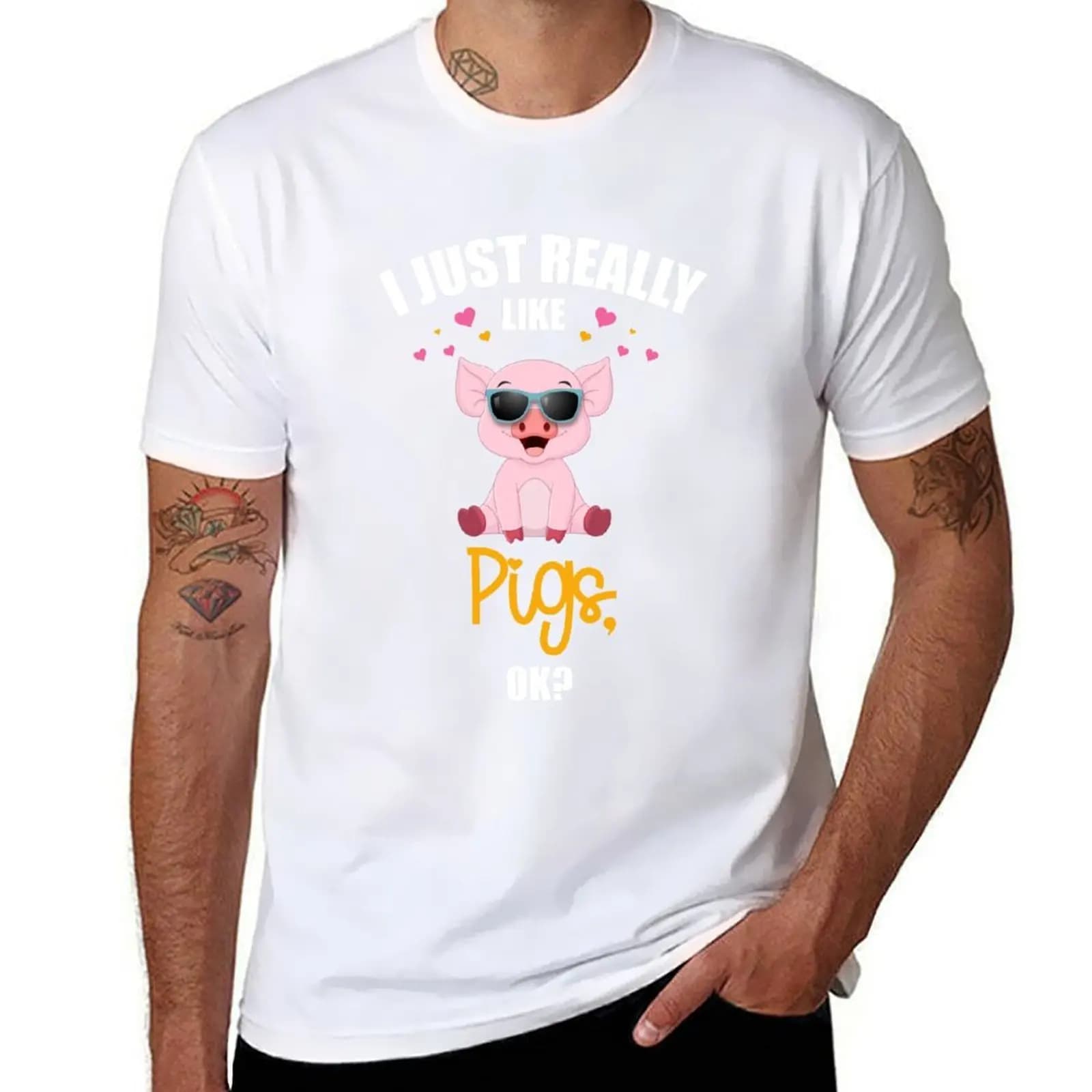 I Just Really Like Pigs - Sweet Pig T-Shirt man t shirt heavy cotton t shirt man luxury T-Shirt