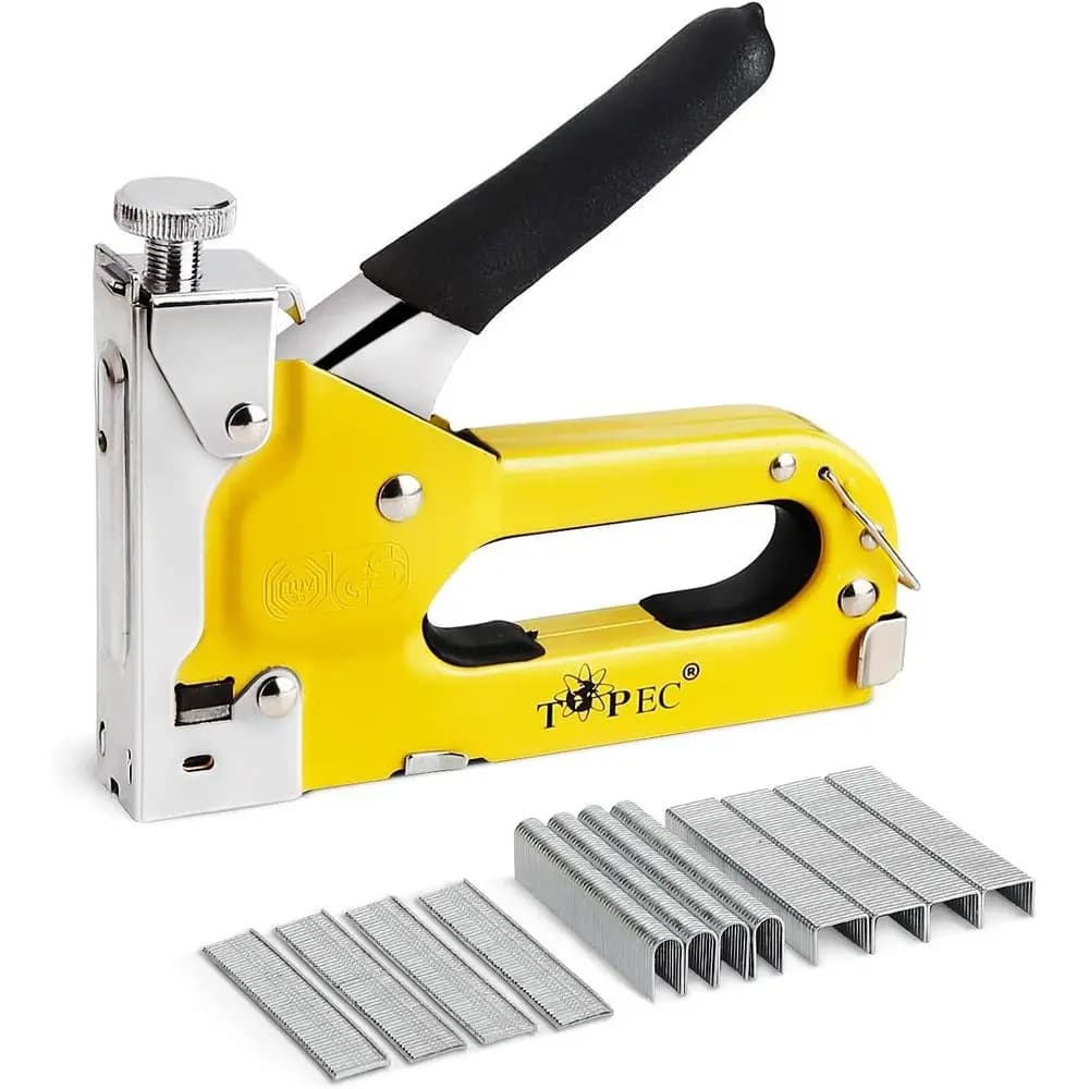 Heavy-Duty 3-in-1 Upholstery Staple Gun with 600 Staples, Adjustable Manual Stapler for Wood, Crafts, and Furniture DIY Projects