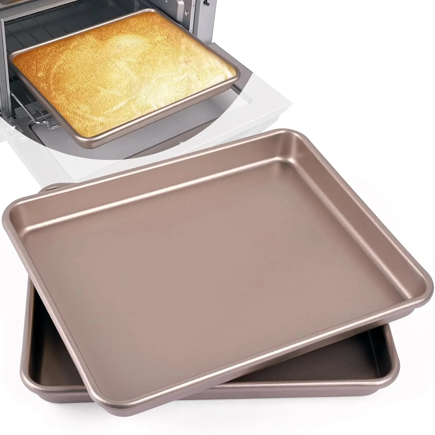 11 Inch Air Fryer Toaster Oven Tray Set of 2 Nonstick Heavy Carbon Steel Baking Sheets Cookie Pan