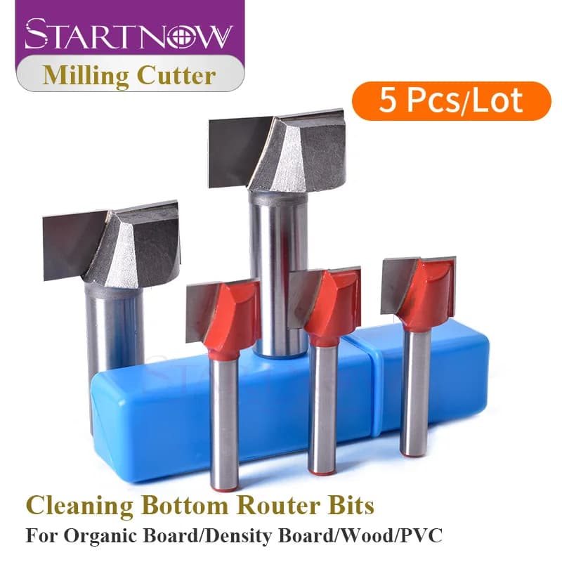 Startnow 5PCS Pulizia Fondo Router Bit Frese Per La Tavola Organica MDF Legno PVC CNC Strumento Router Punta Per Incisione Frese