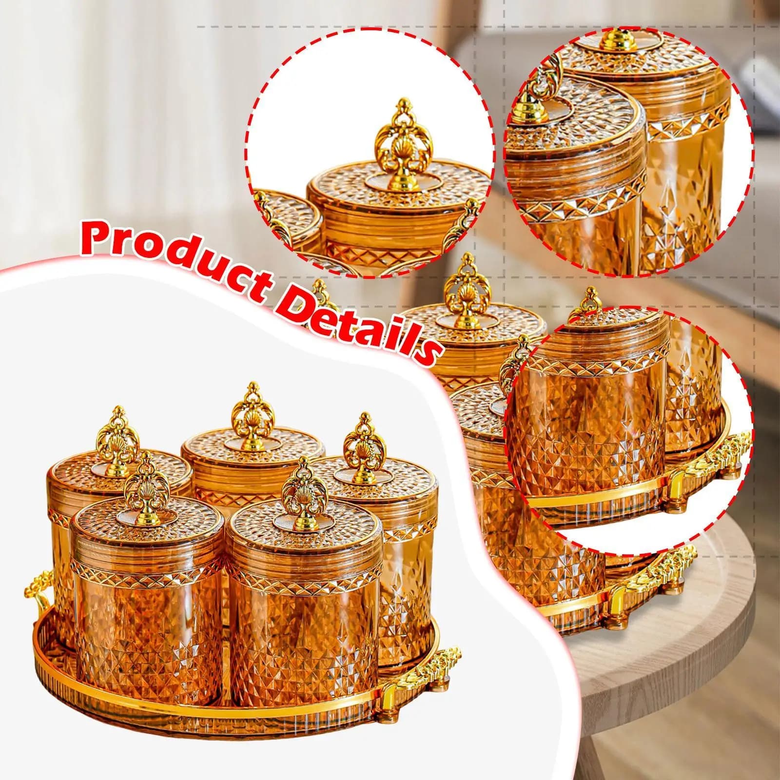 Food Storage Jar Gifts Reusable Coffee Bean Spice Jar Storage Tin Rack Accessory Multfunctional Kitchen Tool with Tray Organizer