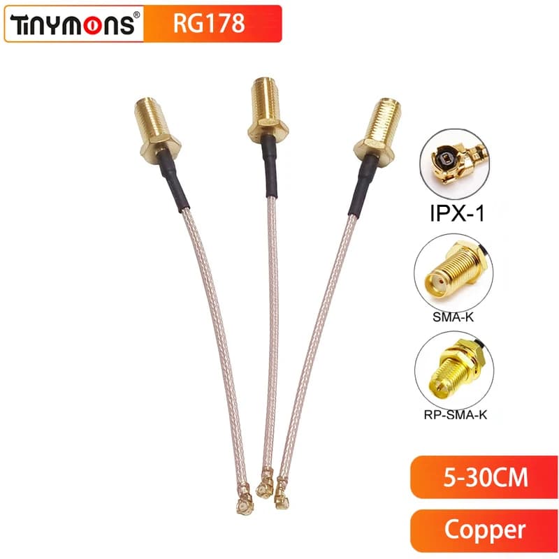 Cavo SMA RP-SMA a IPX RG178, Adattatore SMA Femmina a uFL u.FL IPX1 IPX-1, Cavo Coassiale RF Pigtail, Cavo di Prolunga per Antenna WIFI
