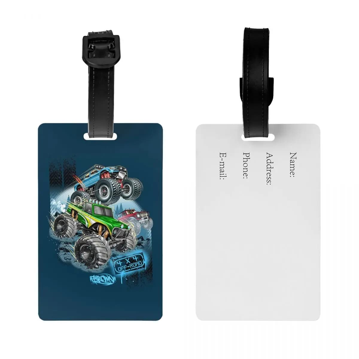 Etichette per Bagagli con Motivo Monster Jam, Accessori per Valigie, Targhette per Bagaglio da Viaggio, Porta Etichette con Spazio per Nome e Indirizzo