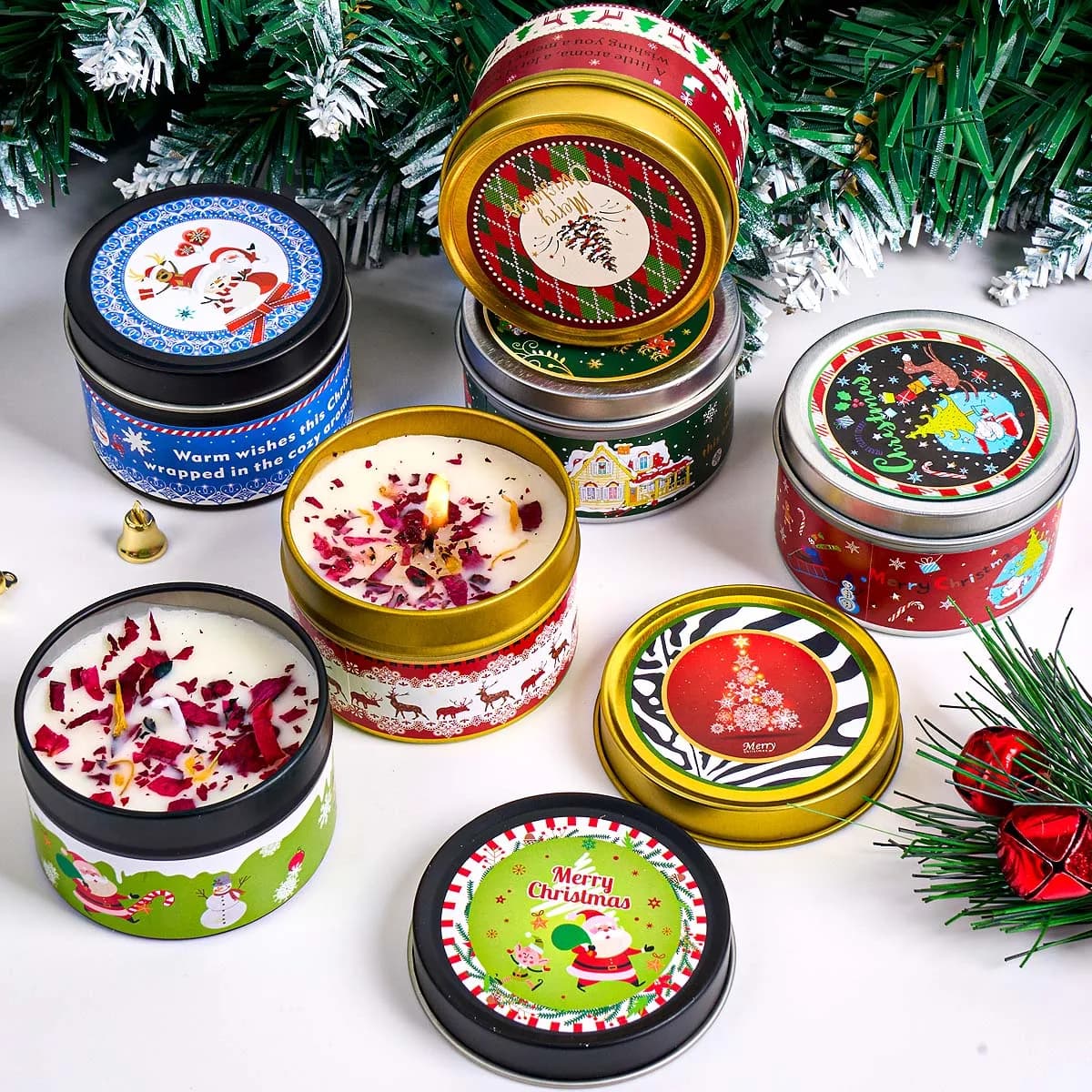 Set of scented candles gift DIY plants without smoke candles for aromatherapy dried flower tin house bedroom decorations for Christmas parties