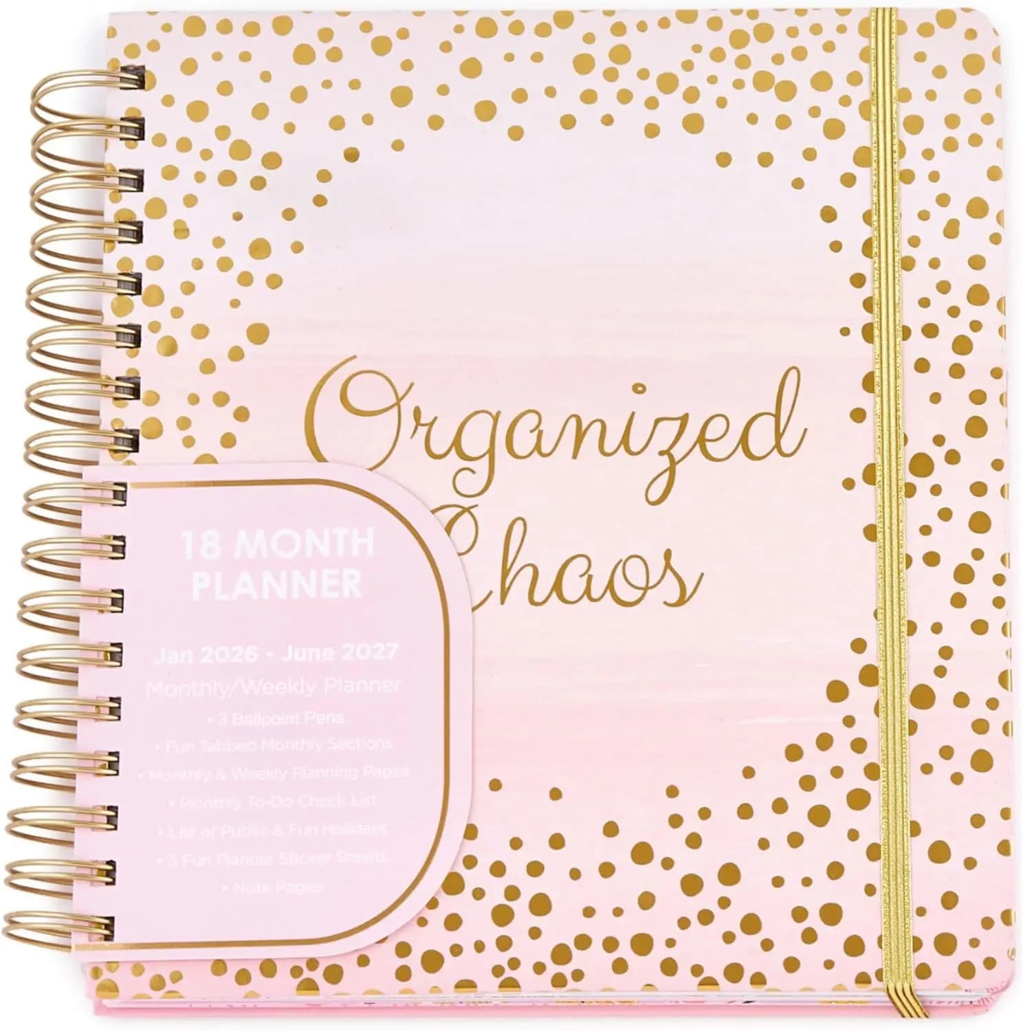 Agenda 18 Months 2026-2027, Weekly Organizer Monthly with Pens, Wall decals and Notes