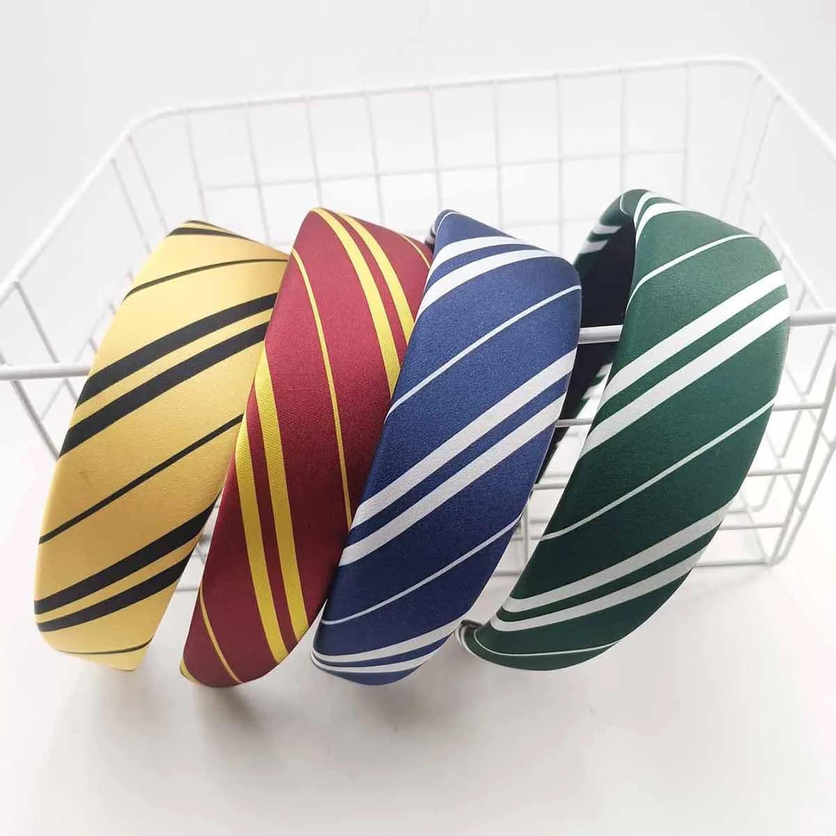 1/4 pezzi Magic College Wizard Serpeverde Costume stile cosplay Cerchietto per capelli vintage Accessori per fascia in seta per ragazze a strisce