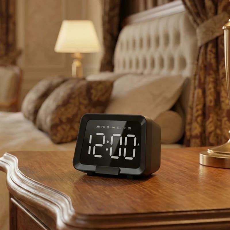 Sveglia digitale Altoparlante Bluetooth portatile Display a LED Batteria ricaricabile Perfetta per la camera da letto Campeggio Viaggi Decorazioni per la casa