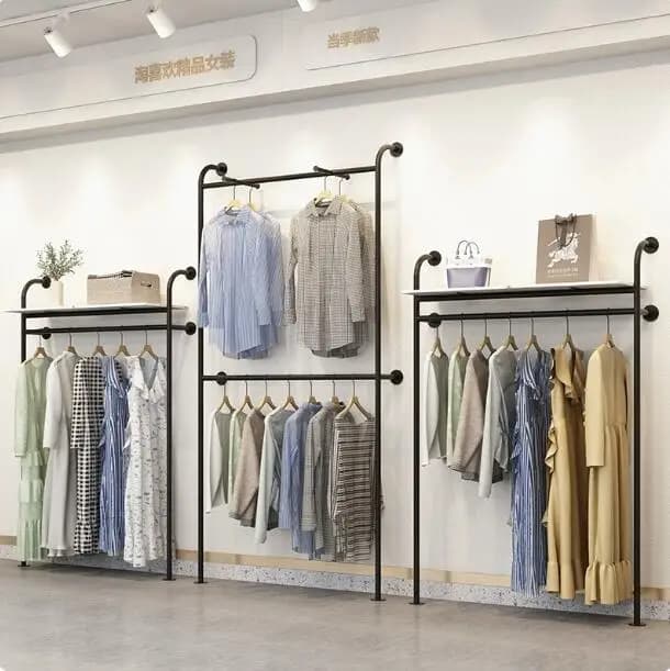 Espositori per negozi di abbigliamento, appendiabiti per negozi di abbigliamento femminile, appendiabiti da parete