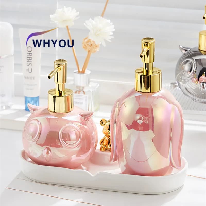 WHYOU-Distributori creativi di sapone liquido, bottiglia di lozione, emulsione, bottiglie di auguri per le mani in lattice, set di accessori da bagno di lusso leggero